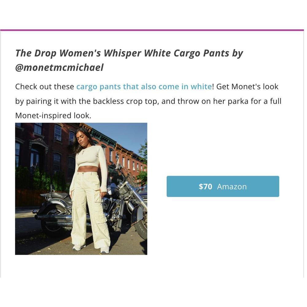 NWT The Drop Women's‎ Whisper White Cargo Pants Collab w monetmcmichael SZ M - Picture 6 of 8